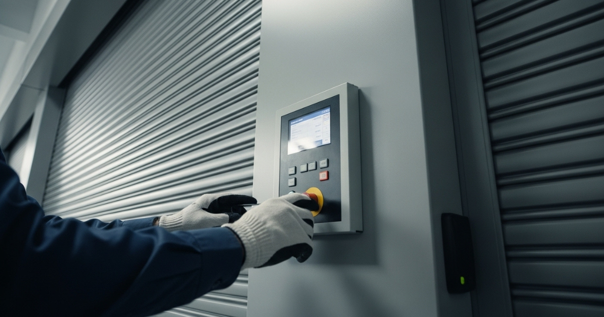 Instalação de porta de aço automática